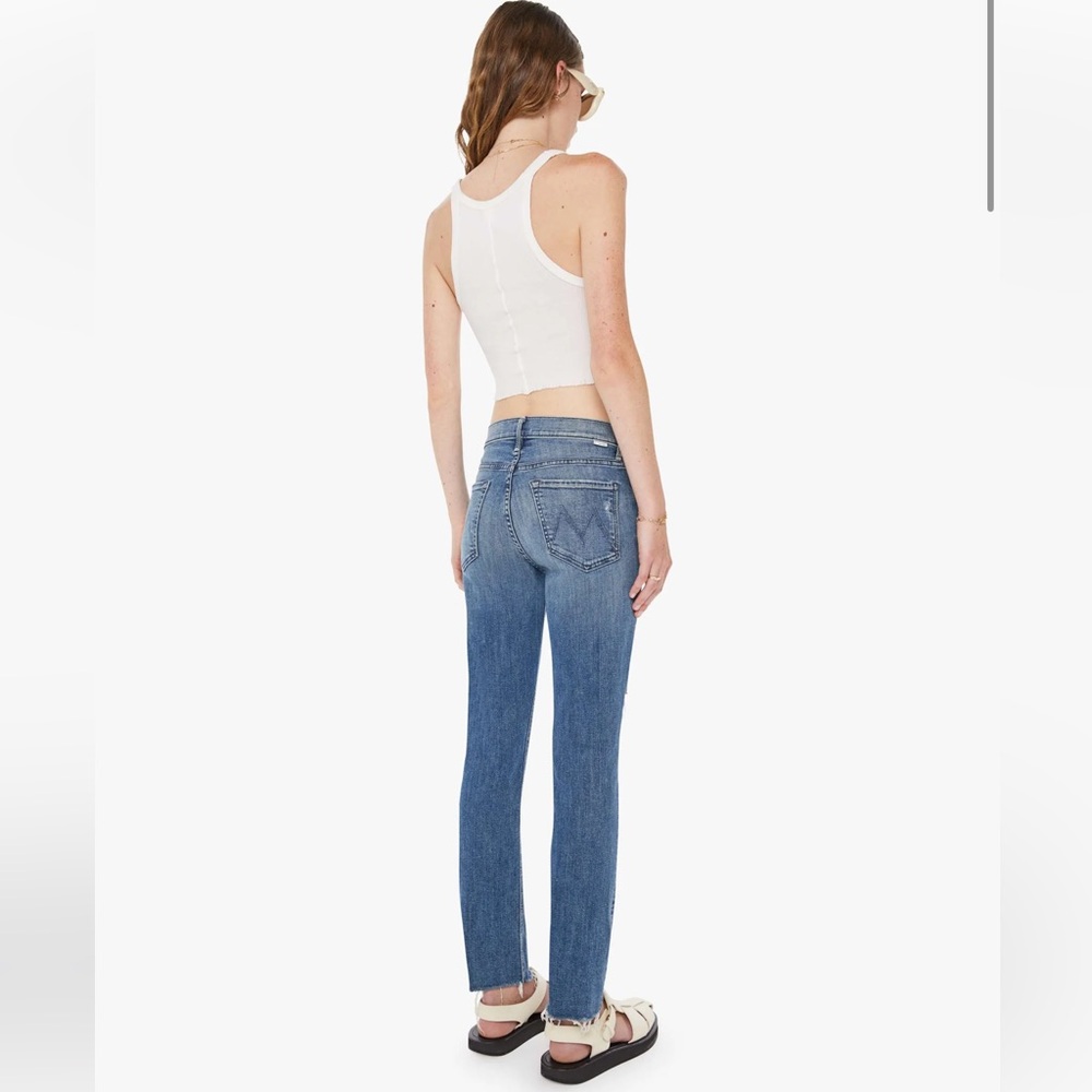 Mother Mid Rise Dazzler Ankle Fray Jeans Weekend Kittens Wash Distressed Jeans - Picture 16 of 16